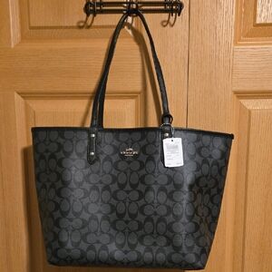 Coach Dark Gray Signature Tote